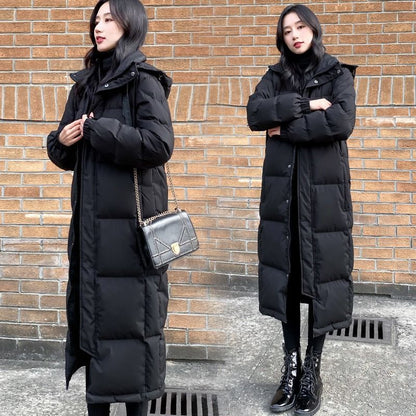 Womens Knee-Length Loose Plus-Size Padded Cotton Jacket Coats