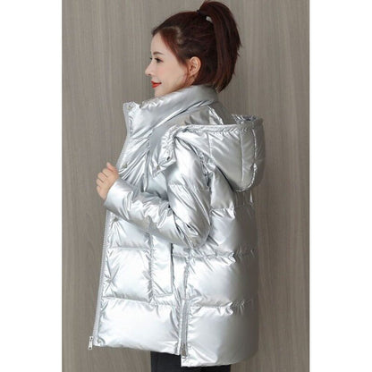 Womens Short Loose Padded Down-Alternative Jacket